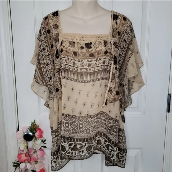 Lane Bryant bohemian floral lace tassle top w/tassels & Lace 22/24 - Picture 2 of 6